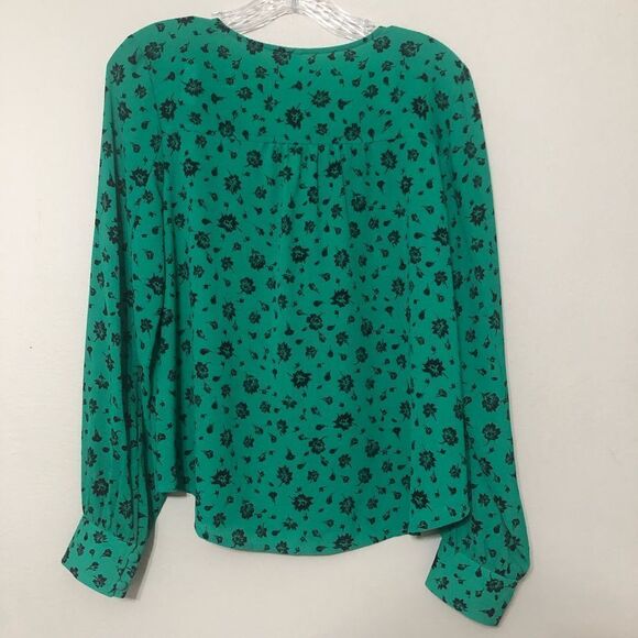 BP. Women’s M Medium Green Floral Button V Neck Blouse - Picture 5 of 5